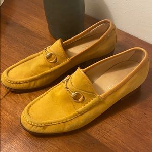 Vintage yellow suede Gucci loafers